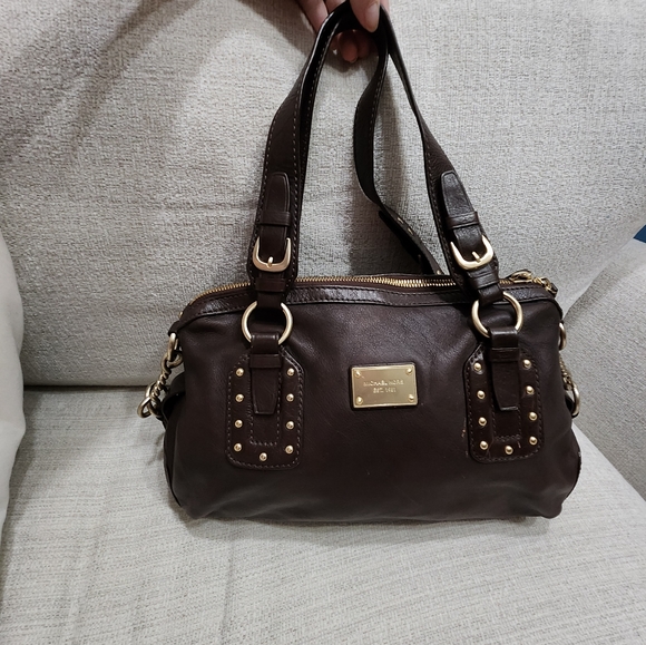 Euc Rare Michael Kors Brown Leather Studded Shoulder Bag Purse c - Picture 11 of 13